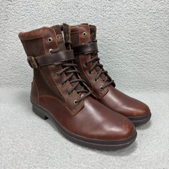 UGG Boots Womens 10 Shoes Brown Kesey Waterproof Shearling Zipper Ankle Booties - Picture 1 of 13